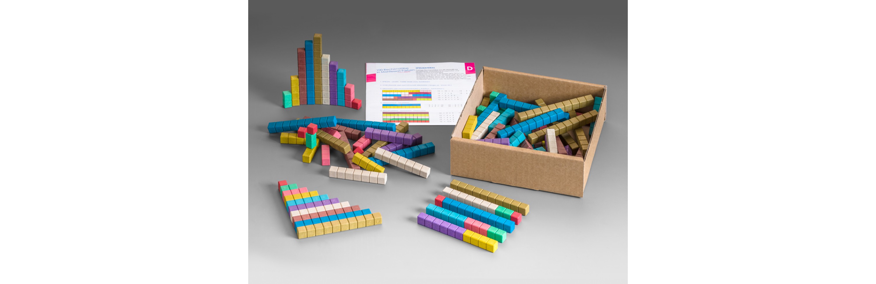 Wissner® active learning - Counting rods in 10 Montessori colours (100 pcs) RE-Wood®