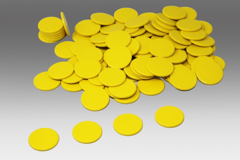 Game chips, yellow. (100 pcs)