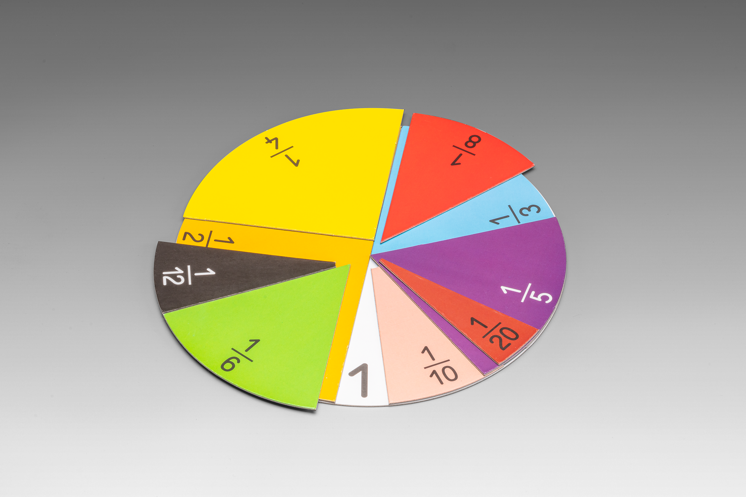 Bruchrechensatz rund in 10 Farben magnetisch (71 Teile)